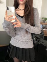 バッカスリムケーブルフードニット