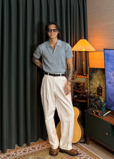 One-Tuck Semi-Banded Cotton Pants 3COLOR