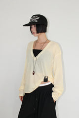 LINEN DEEP V-NECK KNIT