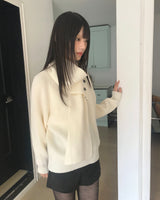 Seon Muffler Two-Way Button V-Neck Knit