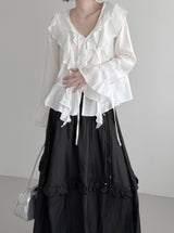 Plumel Ruffle V-Neck Blouse