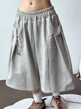 Oval Keyring Pintuck Sweat Balloon Bermuda Shorts 2color