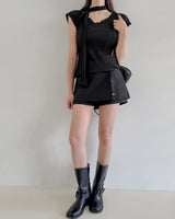 Aon Pleated Blouse & Tie Set