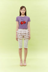 SIGNATURE BIG CHERRY CROP T-SHIRT - PURPLE