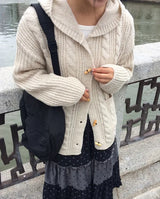 Krun Duffle Button Pocket Hood Knit Cardigan