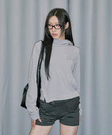 Side Snap Waffle Hood Long Sleeve - LIGHT GRAY