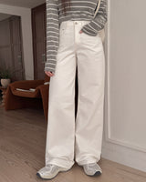 Tail wide cotton pants