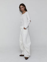 Slit Sleeve Top_White