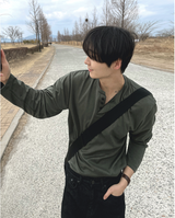 cosyharu ヘンリーネック ボンド長袖シャツ