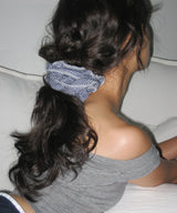 Ruffle Check Scrunchie (Navy)