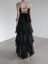 Cherian Chiffon Unbalance Tiered Skirt