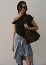 ONE SHOULDER CROP TOP_BLACK