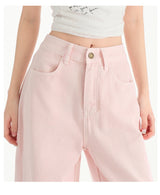 Cherry Blossom Pink Wide Leg Lyocell Denim Jeans