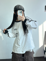 ヒップツーラインナンバーリングロゴスリーブTシャツ💙🤍🖤3カラー