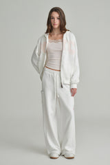 NYC hooded zip-up, Ivory