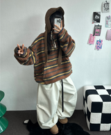 ツーピンタックリベットベルトバルーンロングパンツ🤎🖤💙3カラー