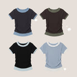 Slim Fit✨ Coloring Layered Side Shirring Short-Sleeved T-shirt (4 colors)