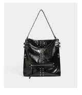 Y2K Stud Buckle 2-Way Moto Shoulder Bag