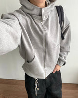 Compact Crop High-neck Hood Zip-up