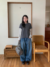 [unisex] リャウウォッシングワイドデニムパンツ