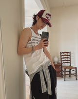 Hua Half Lettering Semi Overfit Sleeveless 