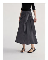 Soft ruffle striped asymmetrical flare skirt