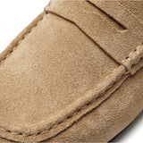Suede Loafer Slides Camel