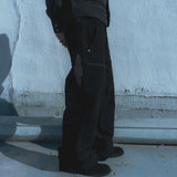 Western boots cut work pants / Black