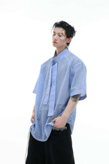 ニットタイディテールメッシュTシャツ