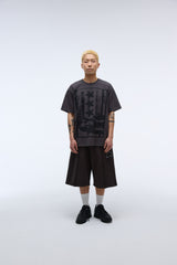 ウィークエンドウォリアータイポグラフィープリントウォッシングショートパンツ (チャコール)