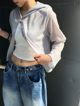 Sunny See-through Summer Hooded Cardigan (3c)