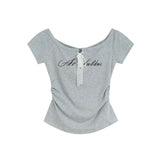 レースリボンシャーリングオフショルダーTシャツ 231837298