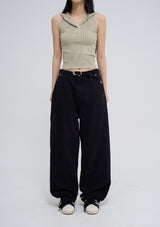 Rich Double Knee Patch Straight Denim