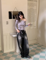 Ribbon Strap One Shoulder Slim T-Shirt (3color)