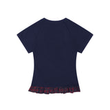 ハートレタリングチェックフリルTシャツ 232394043