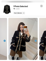 French velvet embroidered no collar jacket