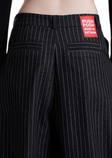 PUSH PUSH PP STRIPES PANTS ストライプワイドパンツ（ブラック）