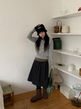 Kahome Peach Fuzz Stripe Layered Hoodie