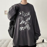 ブレット グラフィック レタリング ロングスリーブ Tシャツ (4 colors) H&L