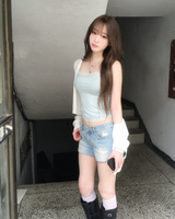 ライトデニムダメージショーツ