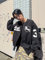 UNICORN VARSITY EMBLEM SWEAT JACKET BLACK