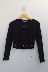 Eyelet Cropped Punching T