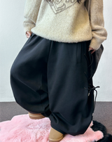 ロープラインリボンサイドセミバルーンワイドパンツ 🖤🤍 2カラーズ