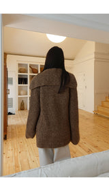 Earl grey alpaca cardigan (muffler set)