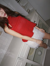 Halter Strap Red Flared Sleeveless T-shirt