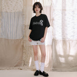 BLACK ROSETTE T-SHIRT (2color)