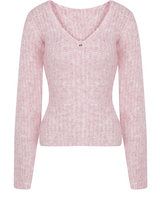 Alpaca Deep V-Neck Balloon Knit T