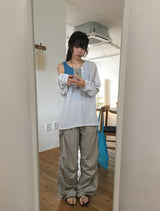 Soluna Parachute String Shirring Wide Banding Pants