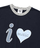 I LOVE MUSIC リンガー半袖Tシャツ ネイビー(CV2FMUT547A)