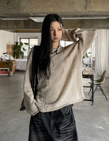 Yukia Damage Deep V-Neck Knit